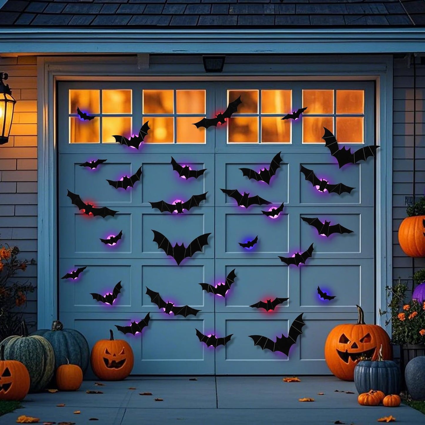 LED Light 3D Bat Stickers Assorted Size for Halloween Party
