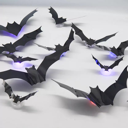 LED Light 3D Bat Stickers Assorted Size for Halloween Party